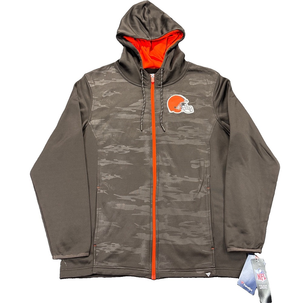 Fanatics NFL Cleveland Browns Full Zip Jacket Mens L Brown Camo Performance NEW